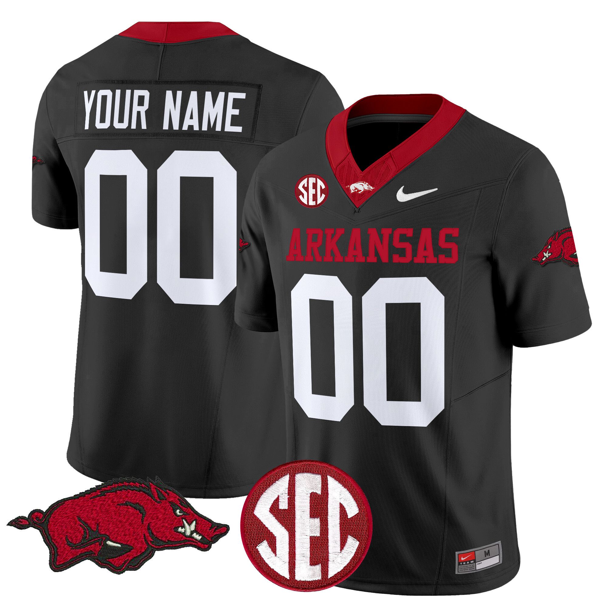 Men Arkansas Razorbacks Black Nike 2024 Vapor Limited Custom NCAA Jersey style 1